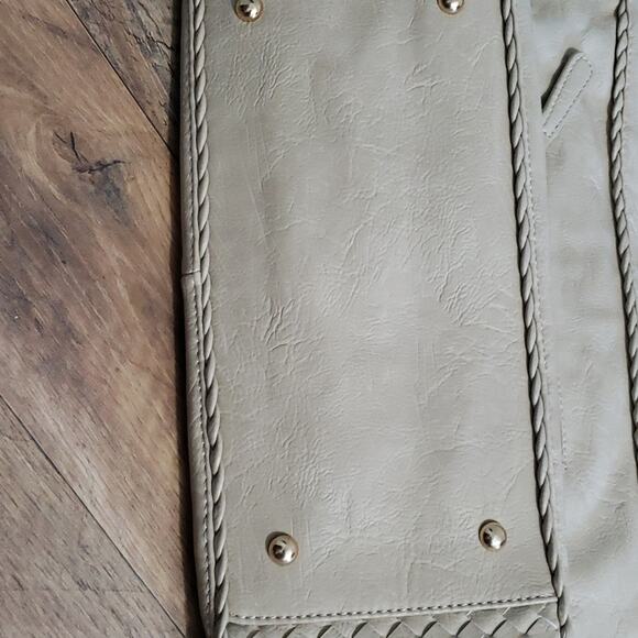 Urban Expressions Vegan Leather Lattis Shoulder Purse Handbag Taupe - Picture 12 of 12